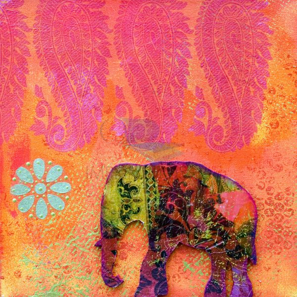 Abstracto Elefante Naranja y Fucsia