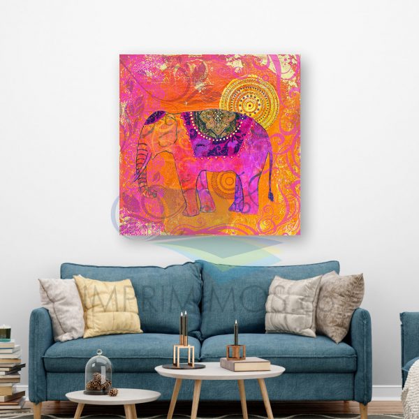 Abstracto Elefante Tono Naranja y Fucsia - Imagen 2