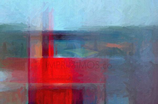 Abstracto Franjas Celestes y Rojas